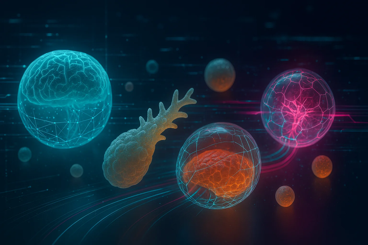 Neural organoids and stem cells in digital visualization